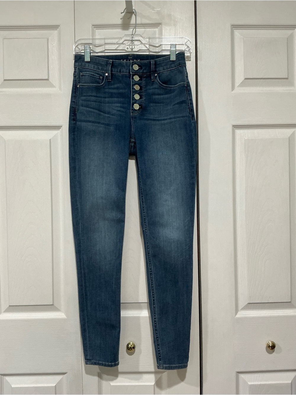 💙 White House Black Market The Skinny Ankle Blue Jeans Button Fly 0/25 (01542)